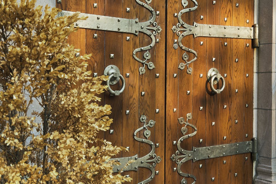 Elegant wooden double doors perfectly leveled and installed